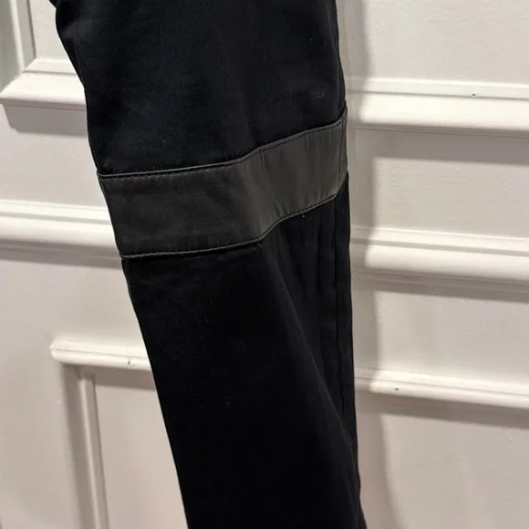 DIESEL Black Moto Biker Jeans Pants w/ Lambskin Leather Panels (Size 33x29)